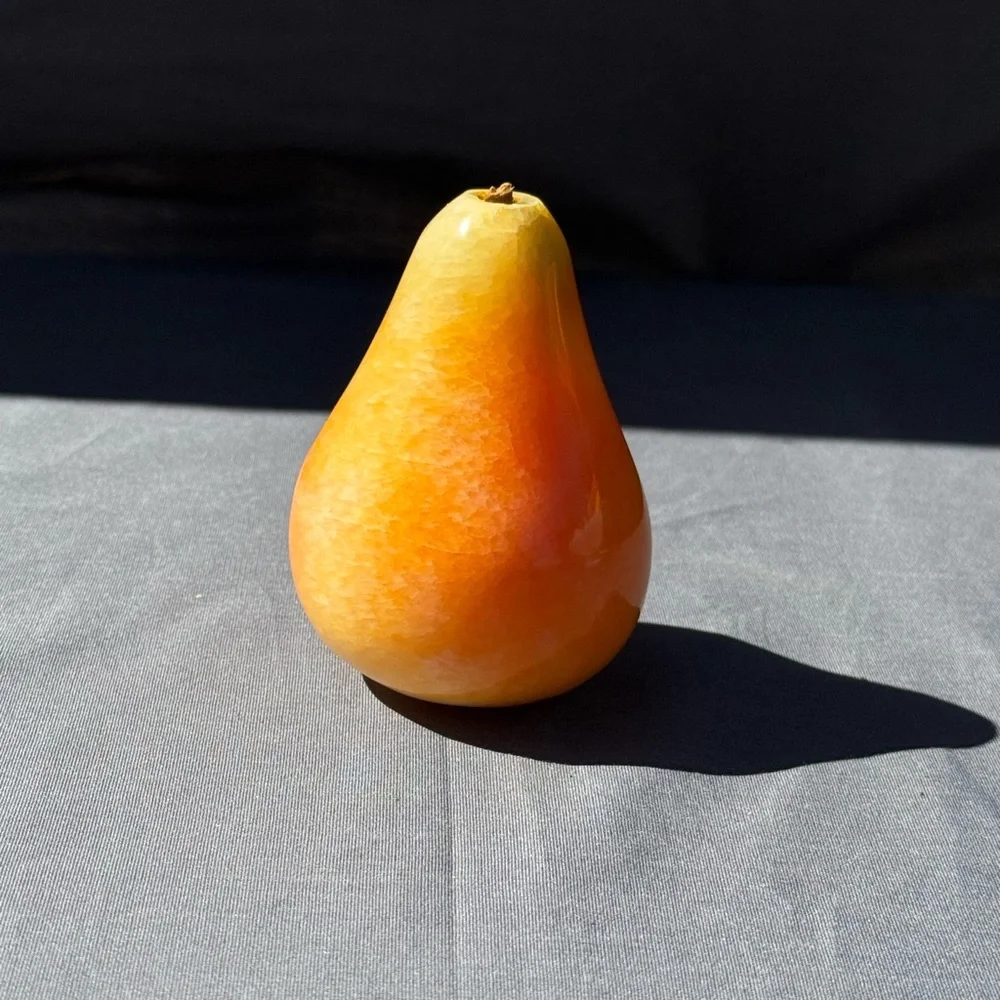 ✨ Vintage Onyx Stone Fruit Bowl | MCM Hand-Carved Alabaster Fruit Display ✨ - Picture 5 of 13